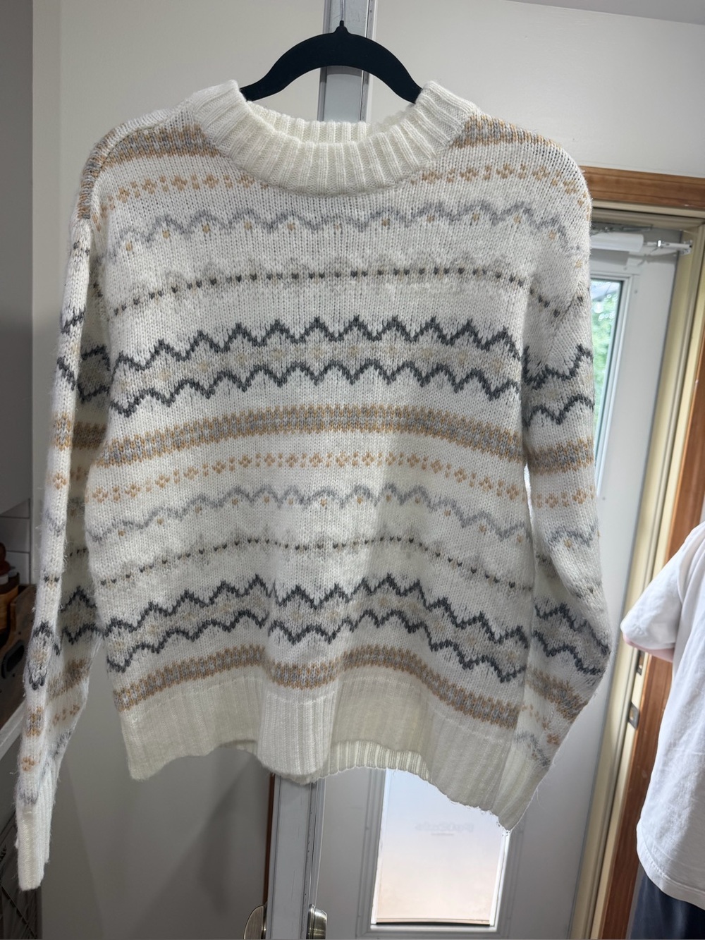 Cozy Ivory Patterned Crewneck Sweater